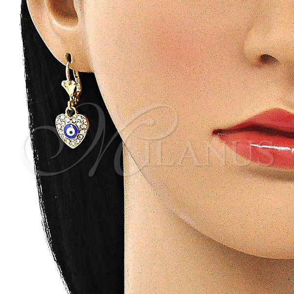Gold Filled Ring — Dangle Earring Evil Eye and Heart Design with — alternate product view — SKU 144263 | Oro Laminado anillo — Dangle Earring Evil Eye and corazón diseño with — SKU 144263