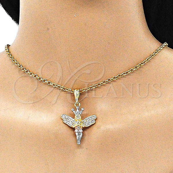 Gold Filled Pendant — Religious Pendant Angel and Crown Design with White — alternate product view — SKU 144271 | Oro Laminado dije — Religious Pendant Angel and Crown diseño with blanco — SKU 144271