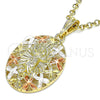 Oro Laminado Religious Pendant, Gold Filled Style Divino NiÃ±o and Butterfly Design, Polished, Tricolor, 05.380.0138