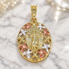 Oro Laminado Religious Pendant, Gold Filled Style Divino NiÃ±o and Butterfly Design, Polished, Tricolor, 05.380.0138