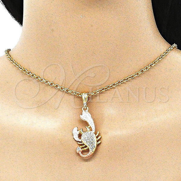Gold Filled Pendant — Religious Pendant Scorpion Design with White Crystal Polished — alternate product view — SKU 144275 | Oro Laminado dije — Religious Pendant Scorpion diseño with cristal blanco pulido — SKU 144275