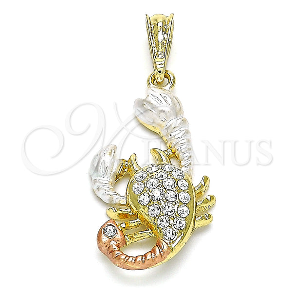Gold Filled Pendant — Religious Pendant Scorpion Design with White Crystal Polished — main product view — SKU 144275 | Oro Laminado dije — Religious Pendant Scorpion diseño with cristal blanco pulido — SKU 144275