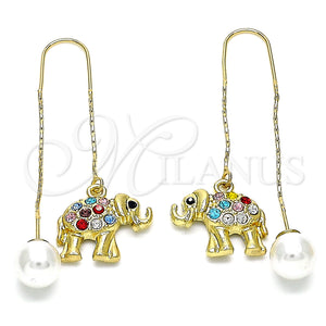 Gold Filled Ring — Threader Earring Elephant Design with Multicolor Crystal Polished — main product view — SKU 144279 | Oro Laminado anillo — Threader Earring Elephant diseño with Multicolor cristal pulido — SKU 144279