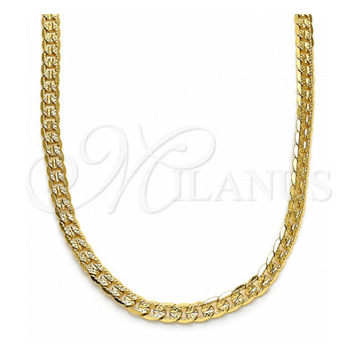 Oro Laminado Basic Necklace, Gold Filled Style Curb Design, Polished, Golden Finish, 04.213.0237.22 (100 Gauge, Thickness, 22 Inches Length)