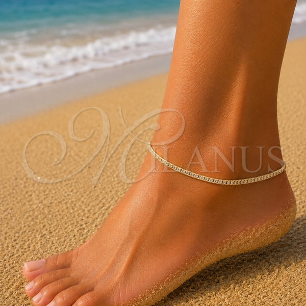 Gold Filled Anklet — Basic Anklet Curb Design Diamond Cutting 04. Gauge — alternate product view — SKU 144286 | Oro Laminado tobillera — básico Anklet Curb diseño Diamond Cutting 04. Gauge — SKU 144286