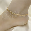 Oro Laminado Basic Anklet, Gold Filled Style Curb Design, Diamond Cutting Finish, Golden Finish, 04.213.0237.10 (100 Gauge, Thickness, 10 Inches Length)
