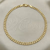 Oro Laminado Basic Anklet, Gold Filled Style Curb Design, Diamond Cutting Finish, Golden Finish, 04.213.0237.10 (100 Gauge, Thickness, 10 Inches Length)