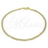 Oro Laminado Basic Anklet, Gold Filled Style Curb Design, Diamond Cutting Finish, Golden Finish, 04.213.0237.10 (100 Gauge, Thickness, 10 Inches Length)