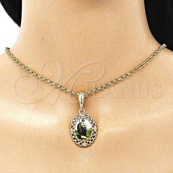 Gold Filled Pendant — Religious Pendant San Judas and Heart Design with — alternate product view — SKU 144294 | Oro Laminado dije — Religious Pendant San Judas and corazón diseño with — SKU 144294