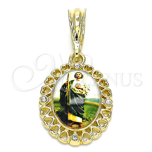 Gold Filled Pendant — Religious Pendant San Judas and Heart Design with — main product view — SKU 144294 | Oro Laminado dije — Religious Pendant San Judas and corazón diseño with — SKU 144294