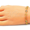 Oro Laminado Fancy Bracelet, Gold Filled Style Butterfly Design, with Multicolor Crystal, Polished, Golden Finish, 03.386.0012.08 (07 MM Thickness, 8 Inches Length)