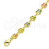 Oro Laminado Fancy Bracelet, Gold Filled Style Butterfly Design, with Multicolor Crystal, Polished, Golden Finish, 03.386.0012.08 (07 MM Thickness, 8 Inches Length)