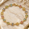 Oro Laminado Fancy Bracelet, Gold Filled Style Butterfly Design, with Multicolor Crystal, Polished, Golden Finish, 03.386.0012.08 (07 MM Thickness, 8 Inches Length)
