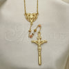 Oro Laminado Thin Rosary, Gold Filled Style Guadalupe and Crucifix Design, Diamond Cutting Finish, Tricolor, 09.380.0013.26
