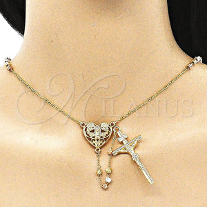 Gold Filled Jewelry — Thin Rosary Guadalupe and Crucifix Design Diamond Cutting — alternate product view — SKU 144309 | Oro Laminado joyería — Thin Rosary Guadalupe and Crucifix diseño Diamond Cutting — SKU 144309
