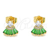 Gold Filled Ring — Stud Earring Baguette Design with Green and White — alternate product view — SKU 144318 | Oro Laminado anillo — Stud Earring Baguette diseño with Green and blanco — SKU 144318