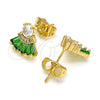 Gold Filled Ring — Stud Earring Baguette Design with Green and White — alternate product view — SKU 144318 | Oro Laminado anillo — Stud Earring Baguette diseño with Green and blanco — SKU 144318