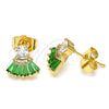 Gold Filled Ring — Stud Earring Baguette Design with Green and White — alternate product view — SKU 144318 | Oro Laminado anillo — Stud Earring Baguette diseño with Green and blanco — SKU 144318