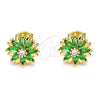 Gold Filled Ring — Stud Earring Flower Design with Green and White — alternate product view — SKU 144319 | Oro Laminado anillo — Stud Earring flor diseño with Green and blanco — SKU 144319
