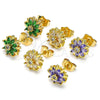 Gold Filled Ring — Stud Earring Flower Design with Green and White — alternate product view — SKU 144319 | Oro Laminado anillo — Stud Earring flor diseño with Green and blanco — SKU 144319