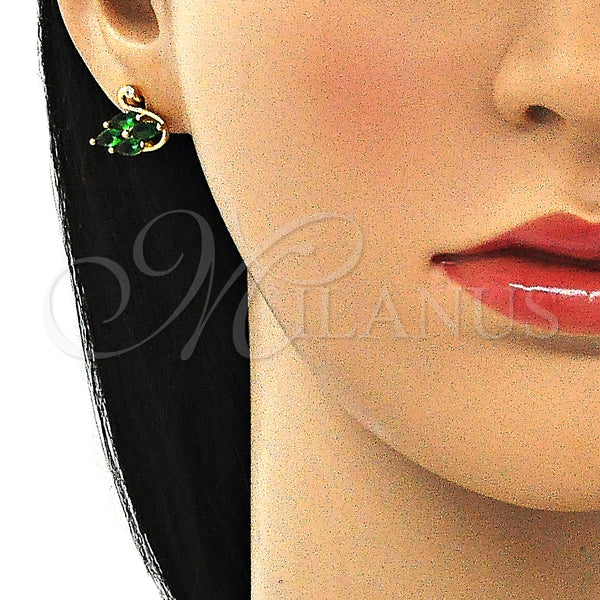 Gold Filled Ring — Stud Earring Swan Design with Green and White — alternate product view — SKU 144321 | Oro Laminado anillo — Stud Earring Swan diseño with Green and blanco — SKU 144321