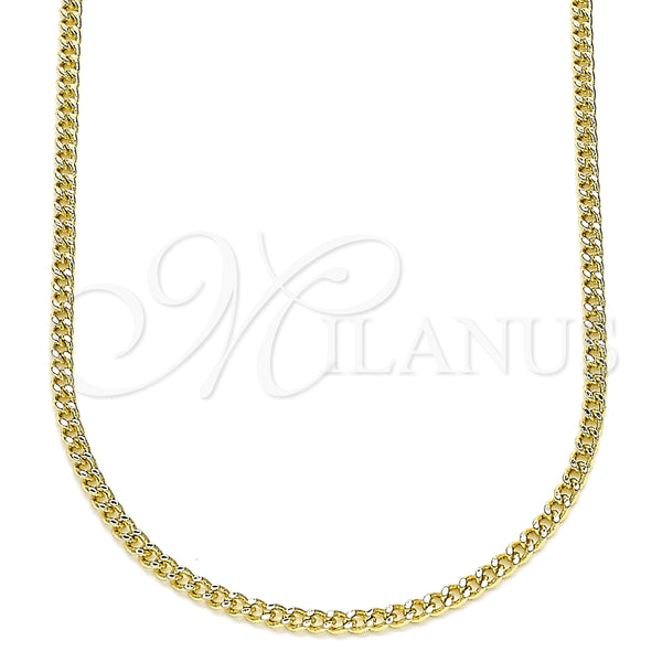 Oro Laminado Basic Necklace, Gold Filled Style Miami Cuban Design, Polished, Golden Finish, 04.213.0090.16