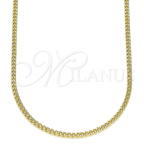 Oro Laminado Basic Necklace, Gold Filled Style Miami Cuban Design, Polished, Golden Finish, 04.213.0090.16