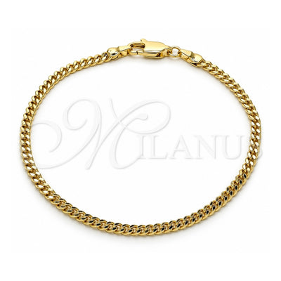 Oro Laminado Basic Bracelet, Gold Filled Style Miami Cuban Design, Polished, Golden Finish, 04.213.0095.07 (03 MM Thickness, 7 Inches Length)