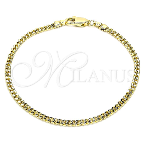 Oro Laminado Basic Bracelet, Gold Filled Style Miami Cuban Design, Polished, Golden Finish, 04.213.0095.07 (03 MM Thickness, 7 Inches Length)