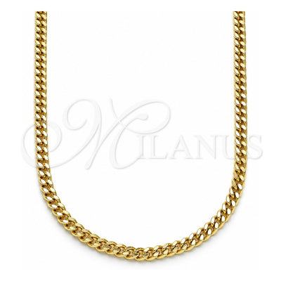 Oro Laminado Basic Necklace, Gold Filled Style Miami Cuban Design, Polished, Golden Finish, 04.213.0095.18 (03 MM Thickness, 18 Inches Length)