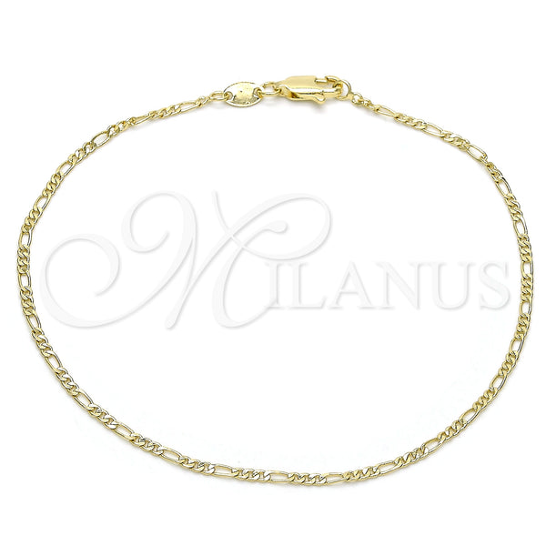 Gold Filled Anklet — Basic Anklet Figaro Design Polished 04. 02 MM — main product view — SKU 144337 | Oro Laminado tobillera — básico Anklet Figaro diseño pulido 04. 02 MM — SKU 144337