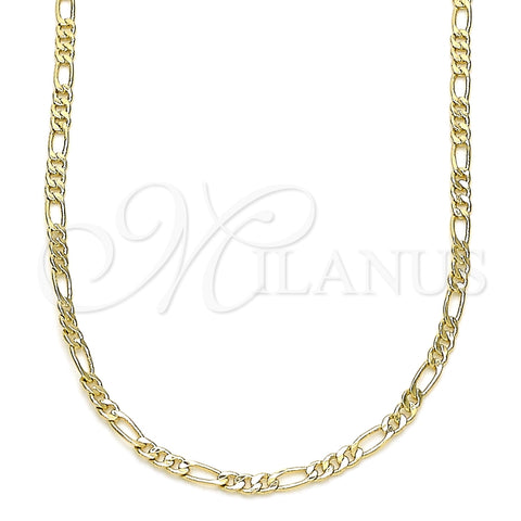 Oro Laminado Basic Necklace, Gold Filled Style Figaro Design, Polished, Golden Finish, 04.213.0238.18 (02 MM Thickness, 18 Inches Length)