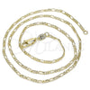 Oro Laminado Basic Necklace, Gold Filled Style Figaro Design, Polished, Golden Finish, 04.213.0238.20 (02 MM Thickness, 20 Inches Length)