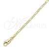 Oro Laminado Basic Anklet, Gold Filled Style Figaro Design, Polished, Golden Finish, 04.213.0239.10 (03 MM Thickness, 10 Inches Length)