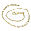 Oro Laminado Basic Anklet, Gold Filled Style Figaro Design, Polished, Golden Finish, 04.213.0239.10 (03 MM Thickness, 10 Inches Length)