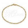 Oro Laminado Basic Anklet, Gold Filled Style Figaro Design, Polished, Golden Finish, 04.213.0239.10 (03 MM Thickness, 10 Inches Length)