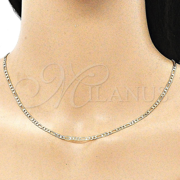 Gold Filled Necklace — Basic Necklace Figaro Design Polished 04. 03 MM — alternate product view — SKU 144345 | Oro Laminado collar — básico Necklace Figaro diseño pulido 04. 03 MM — SKU 144345