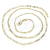 Oro Laminado Basic Necklace, Gold Filled Style Figaro Design, Polished, Golden Finish, 04.213.0239.24 (03 MM Thickness, 24 Inches Length)