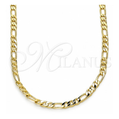 Oro Laminado Basic Necklace, Gold Filled Style Figaro Design, Polished, Golden Finish, 04.213.0240.16 (03 MM Thickness, 16 Inches Length)