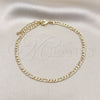 Oro Laminado Basic Anklet, Gold Filled Style Figaro Design, Polished, Golden Finish, 04.213.0241.10 (0.80 Gauge, 04 MM Thickness, 10 Inches Length)