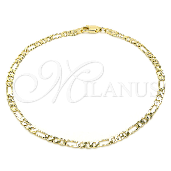 Gold Filled Anklet — Basic Anklet Figaro Design Polished 04. 0.80 Gauge — main product view — SKU 144355 | Oro Laminado tobillera — básico Anklet Figaro diseño pulido 04. 0.80 Gauge — SKU 144355