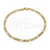 Oro Laminado Basic Anklet, Gold Filled Style Figaro Design, Polished, Golden Finish, 04.213.0241.10 (0.80 Gauge, 04 MM Thickness, 10 Inches Length)