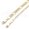 Oro Laminado Basic Anklet, Gold Filled Style Figaro Design, Polished, Golden Finish, 04.213.0241.10 (0.80 Gauge, 04 MM Thickness, 10 Inches Length)