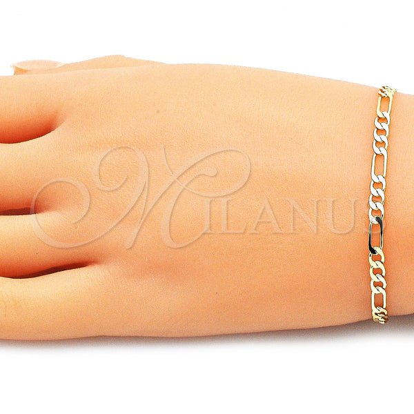 Gold Filled Bracelet — Basic Bracelet Figaro Design Polished 04. Gauge 04 — alternate product view — SKU 144358 | Oro Laminado brazalete — básico Bracelet Figaro diseño pulido 04. Gauge 04 — SKU 144358