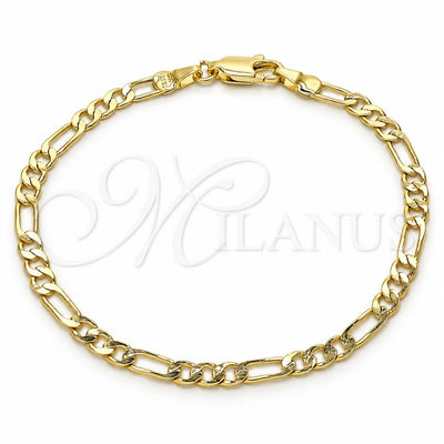 Oro Laminado Basic Bracelet, Gold Filled Style Figaro Design, Polished, Golden Finish, 04.213.0241.07 (120 Gauge, 04 MM Thickness, 7 Inches Length)