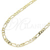 Oro Laminado Basic Necklace, Gold Filled Style Figaro Design, Polished, Golden Finish, 04.213.0241.20 (120 Gauge, Thickness, 20 Inches Length)