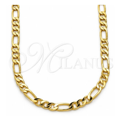 Oro Laminado Basic Necklace, Gold Filled Style Figaro Design, Polished, Golden Finish, 04.213.0241.22 (120 Gauge, 04 MM Thickness, 22 Inches Length)