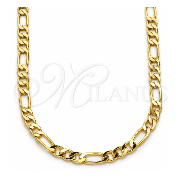 Oro Laminado Basic Necklace, Gold Filled Style Figaro Design, Polished, Golden Finish, 04.213.0241.22 (120 Gauge, 04 MM Thickness, 22 Inches Length)