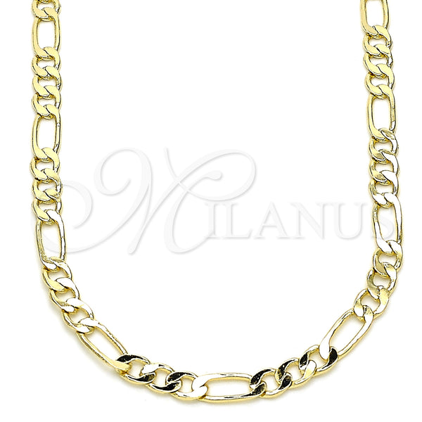 Oro Laminado Basic Necklace, Gold Filled Style Figaro Design, Polished, Golden Finish, 04.213.0241.22 (120 Gauge, 04 MM Thickness, 22 Inches Length)