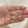 Oro Laminado Basic Necklace, Gold Filled Style Figaro Design, Polished, Golden Finish, 04.213.0241.24 (120 Gauge, Thickness, 24 Inches Length)